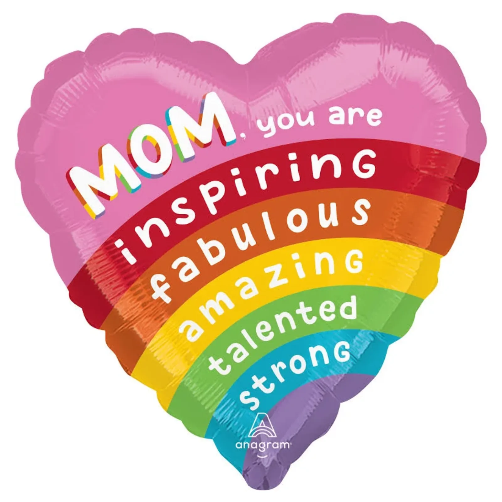 17" Brilliant Rainbow Mother's Day Heart Balloon