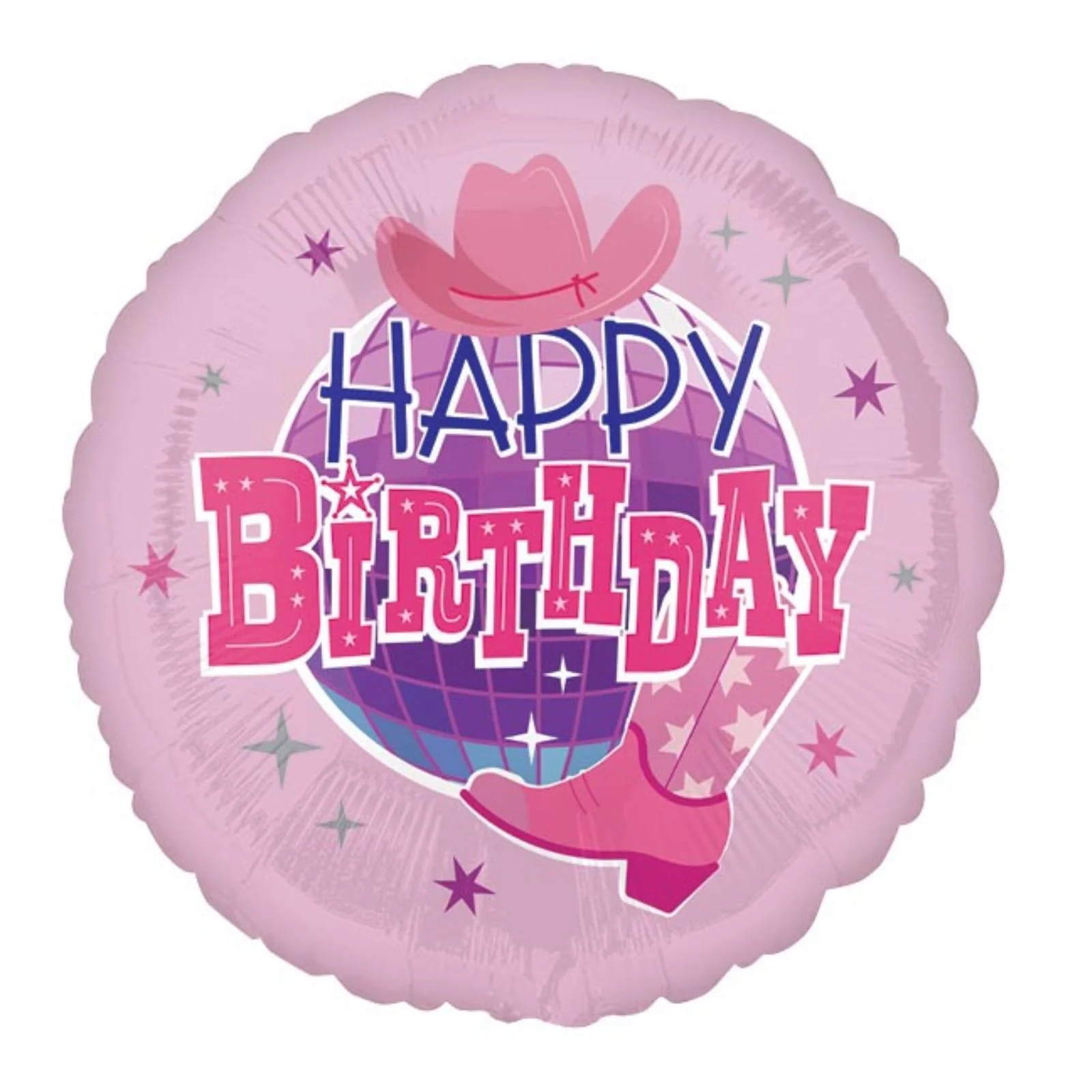 17" Disco Cowgirl Happy Birthday Foil Balloon