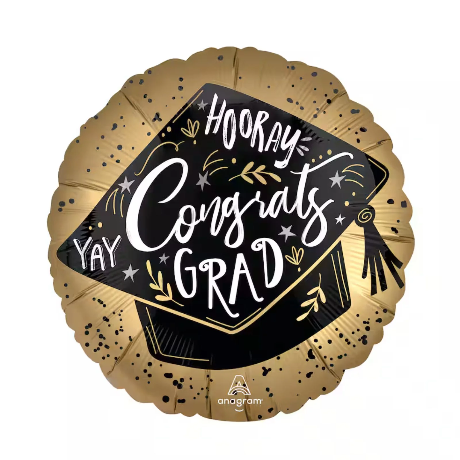 18" Satin Gold Congrats Grad Yay/Hooray Balloon