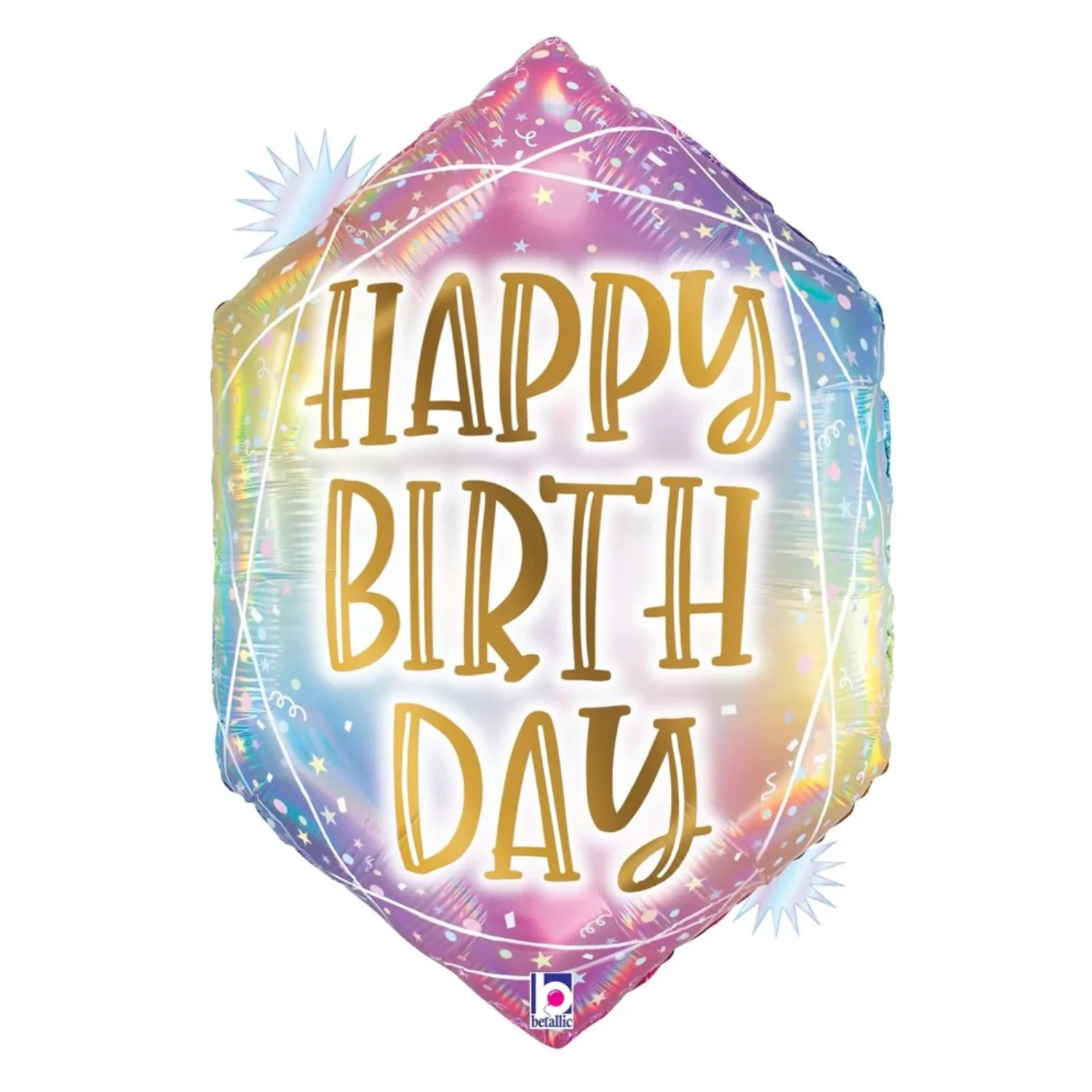 25" Pastel Opal Gem-Shaped Birthday Balloon