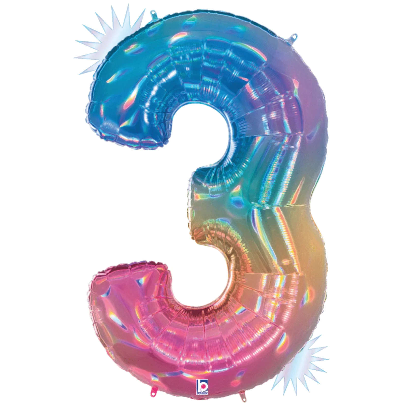 34" Number Balloon Opal Rainbow - - Image 2