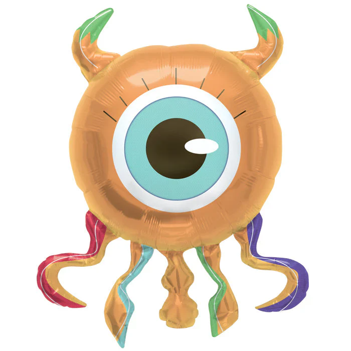 38" Orange Eyeball Monster Foil Balloon