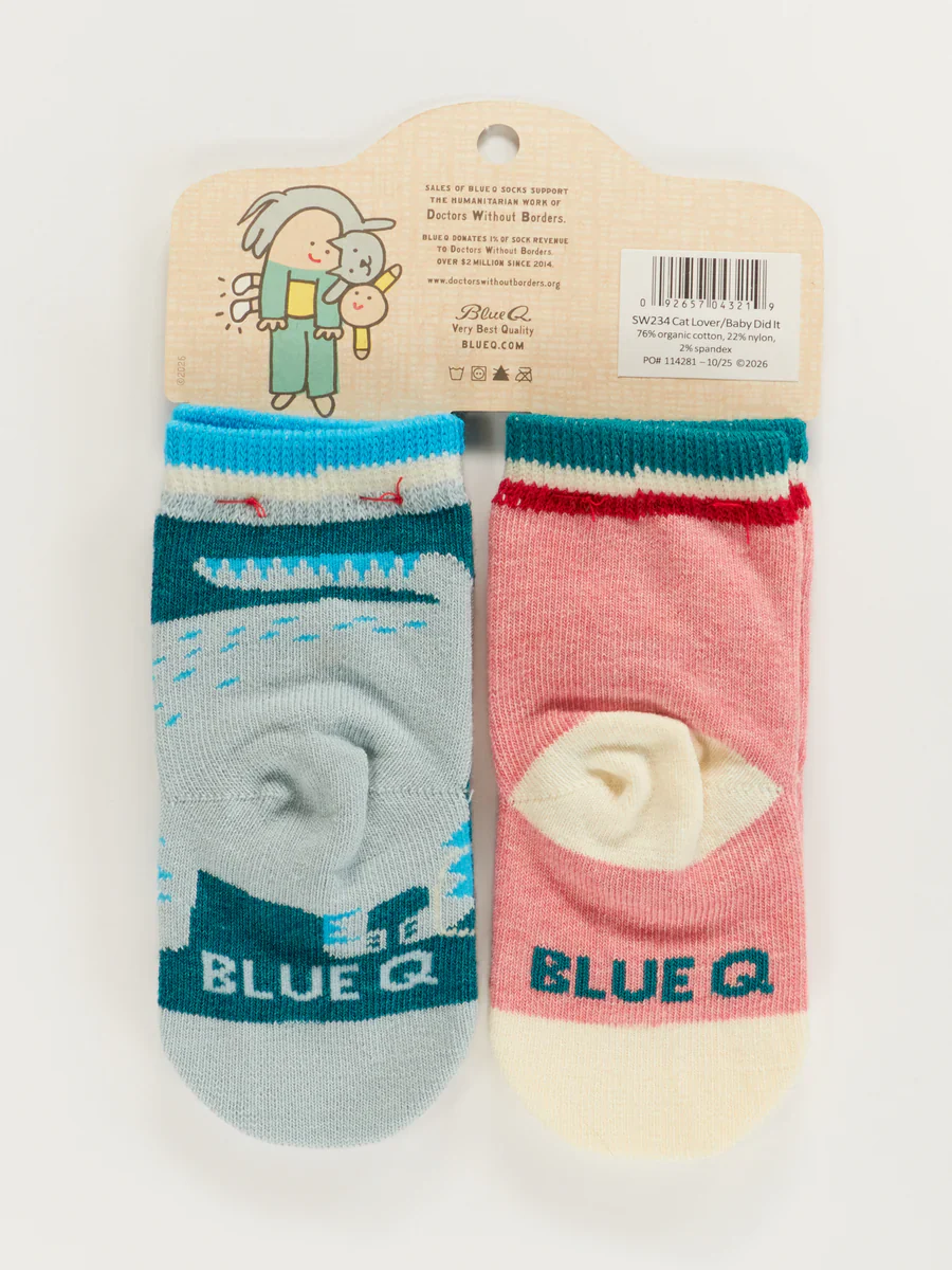 Blue Q Baby Socks Set of 2 Pairs - 'Cat Lover' / 'Baby Did It' - Image 2