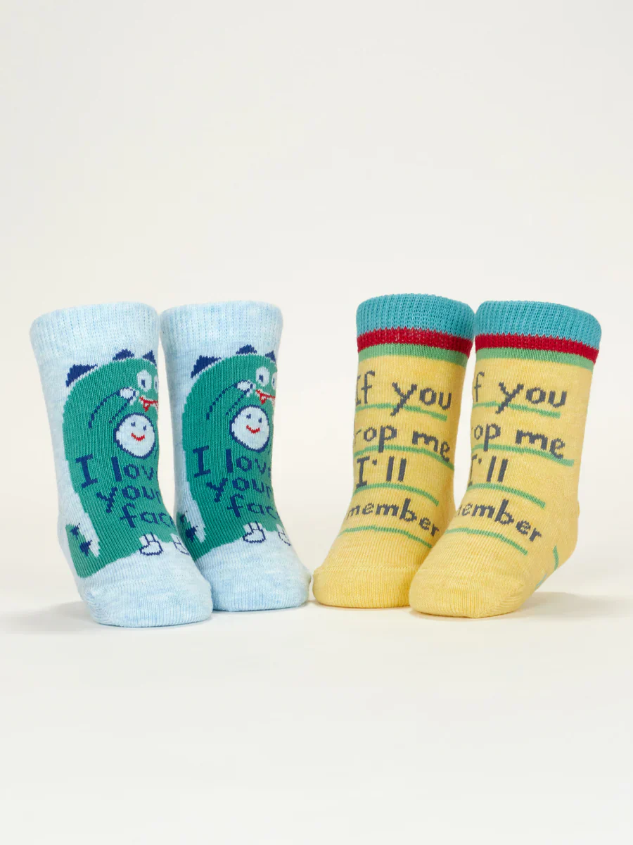 Blue Q Baby Socks Set of 2 Pairs -  'I Love Your Face'/ 'If You Drop Me I'll Remember' - Image 2
