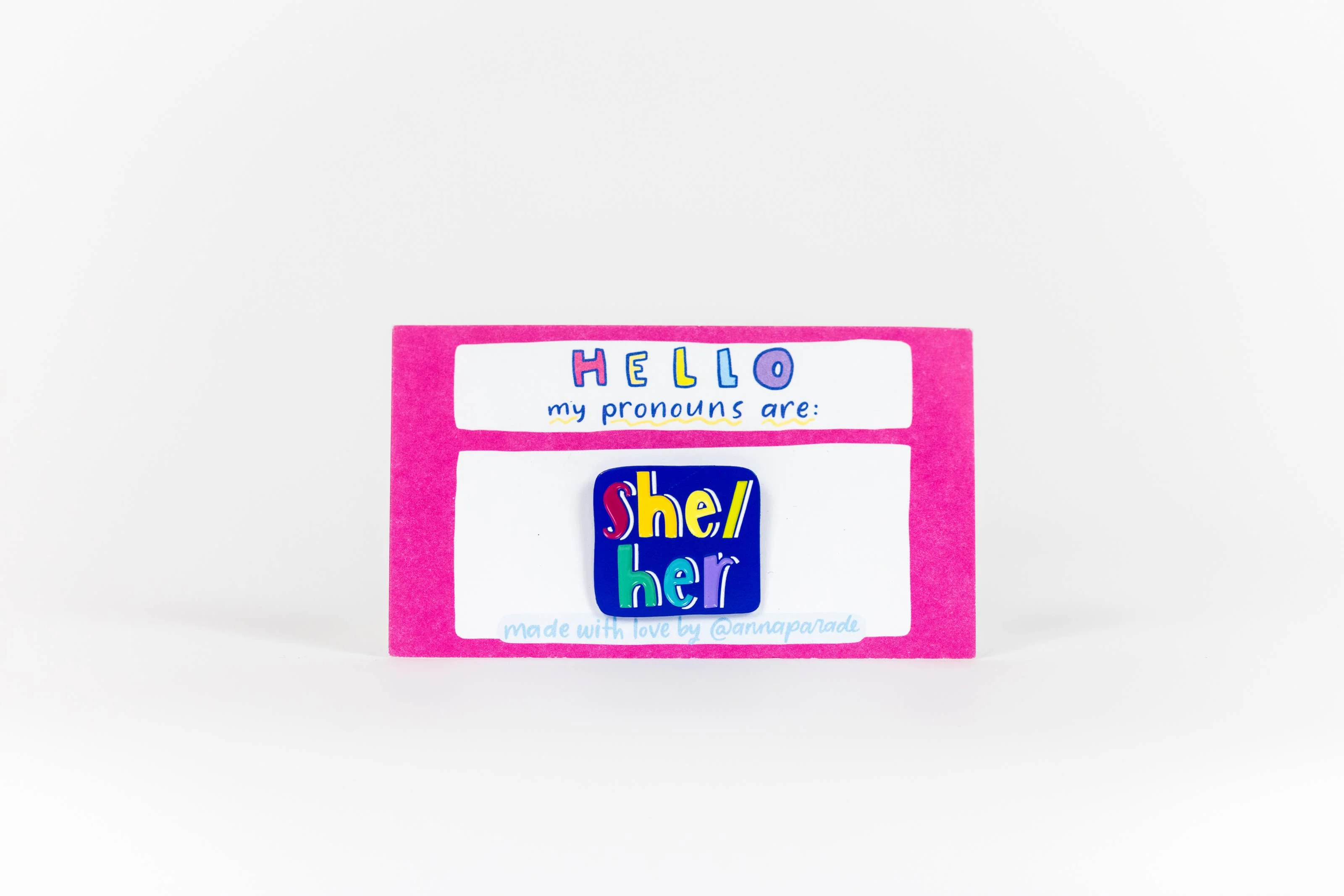Blue with Rainbow Text Pronoun Pins - Image 3