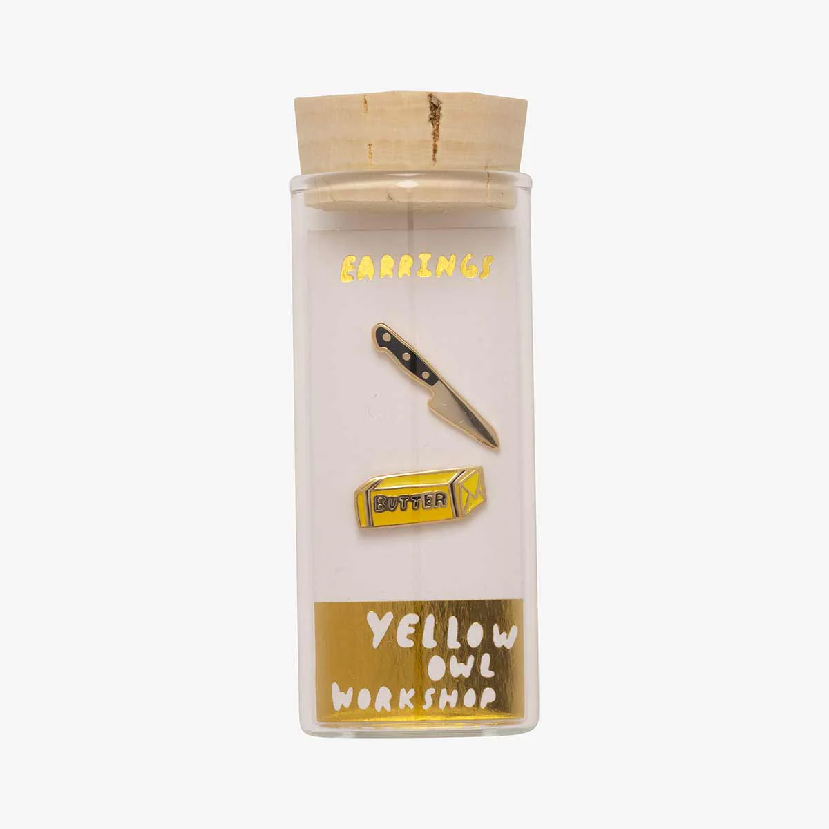 Yellow Owl Butter Knife Stud Earrings - Image 2