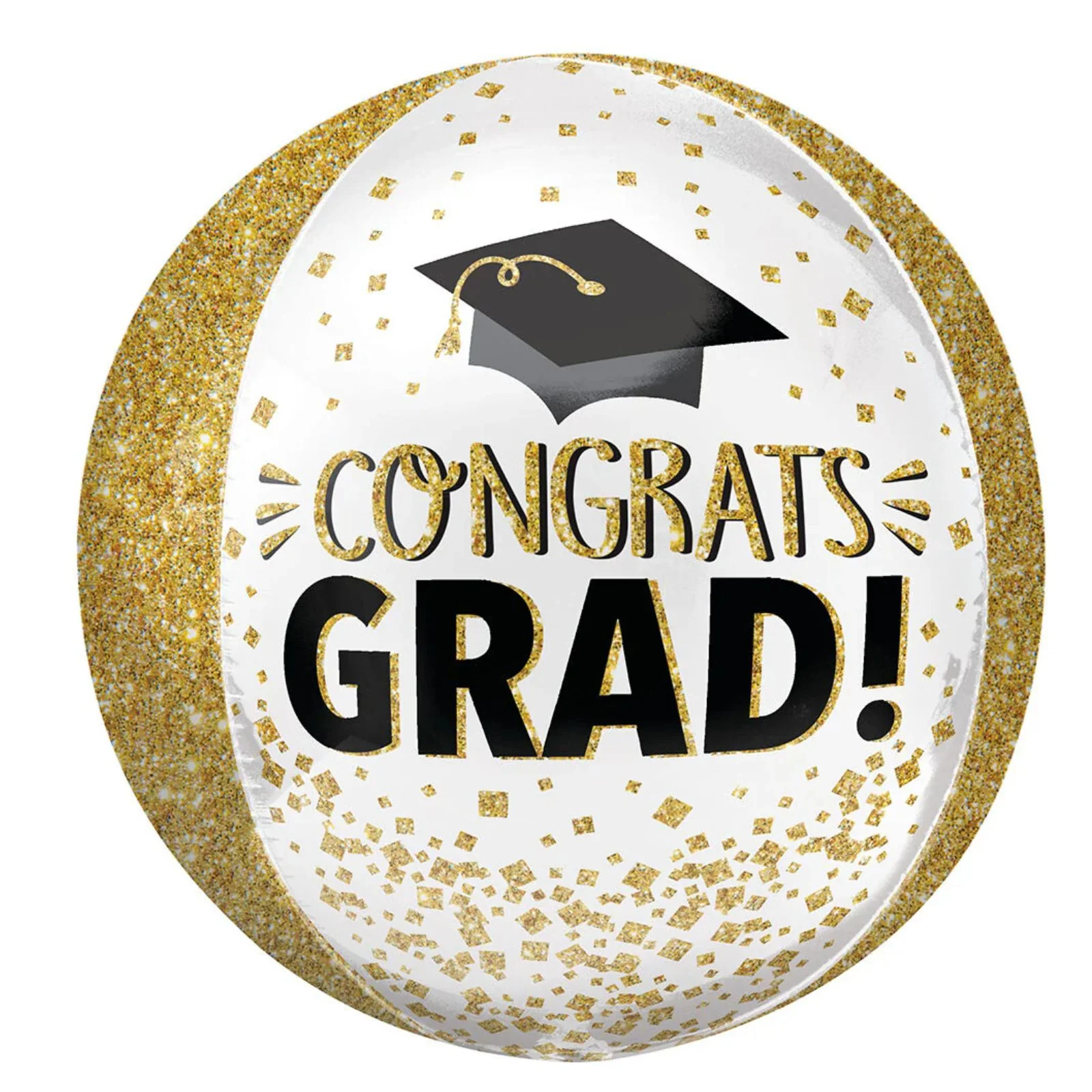 16" Congrats Grad Gold Glitter Orbz Balloon