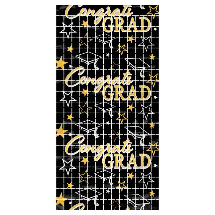 Congrats Grad Metallic Curtain