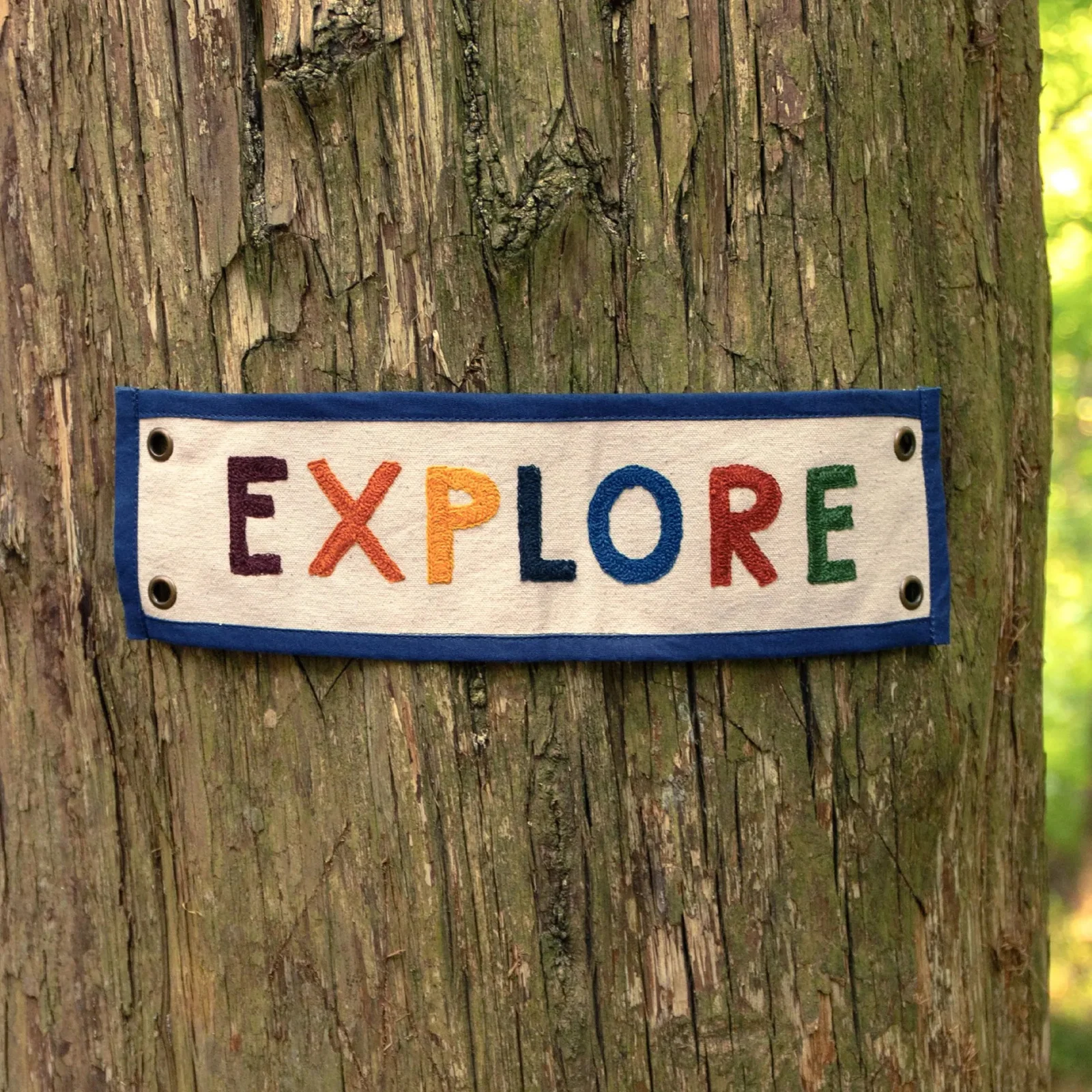 Explore Embroidered Canvas Banner - Image 2