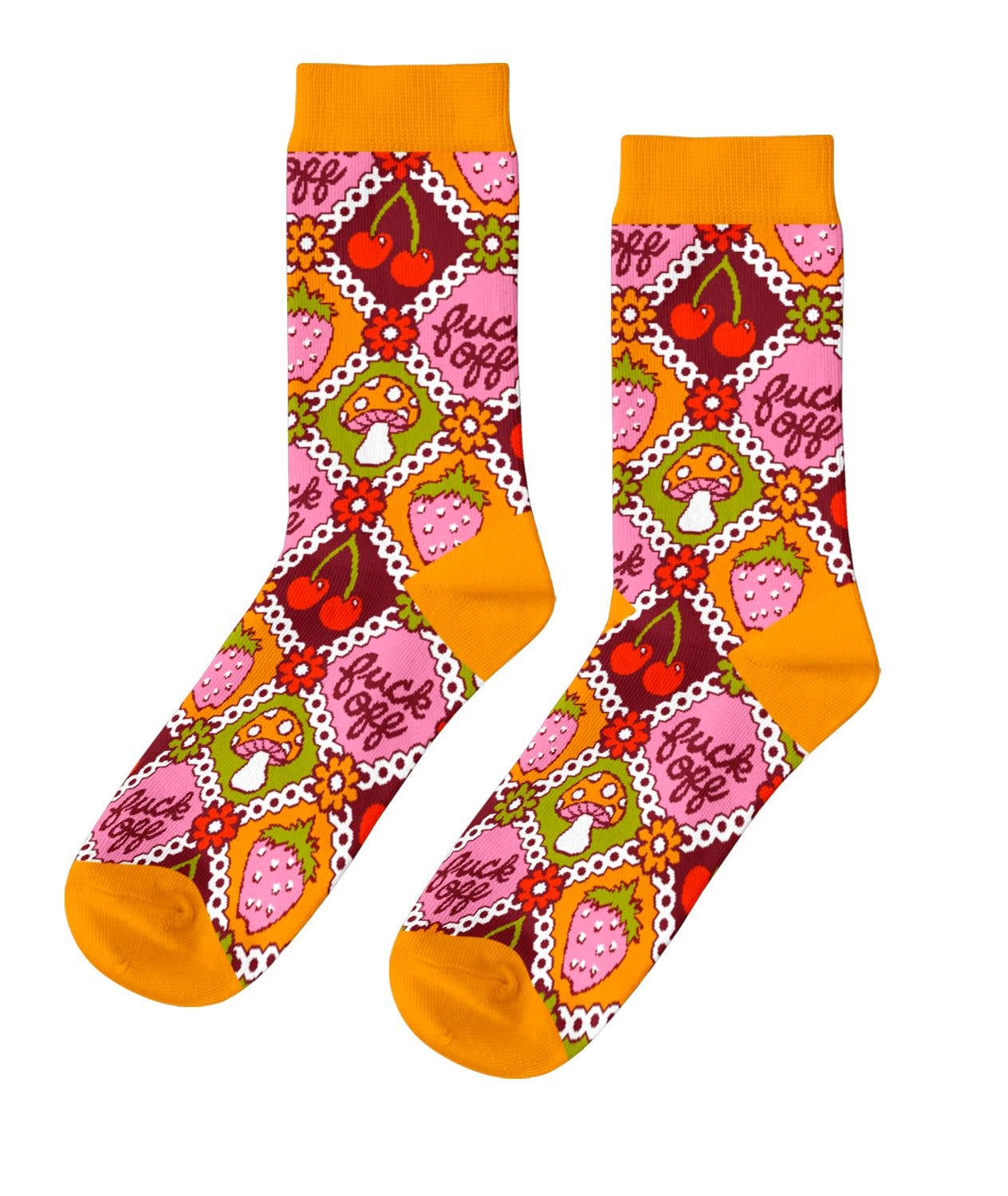 Yellow Owl Small Crew Sock - Fuck Off Retro