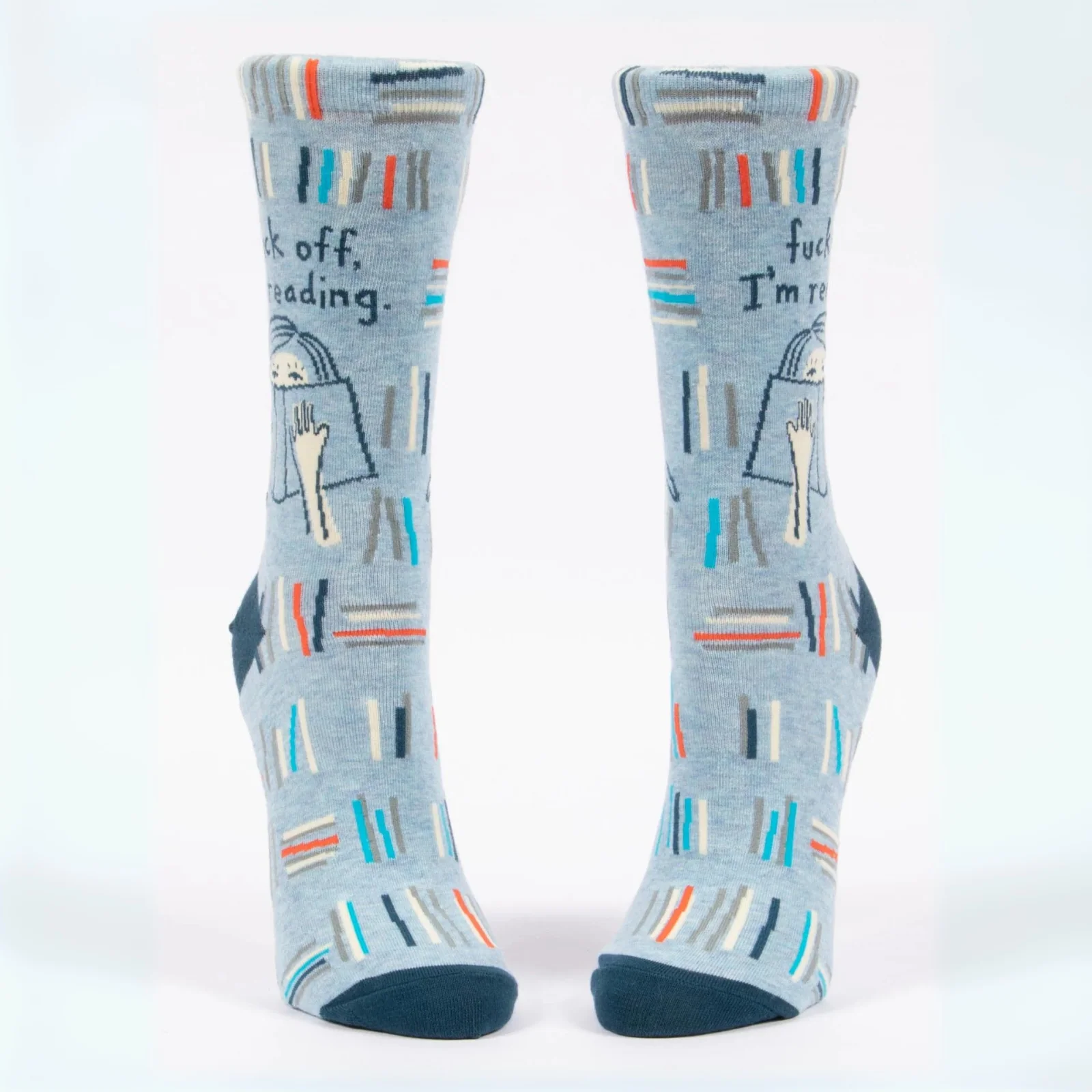 Blue Q Women's Crew Socks 'Fuck Off I'm Reading' - Image 2