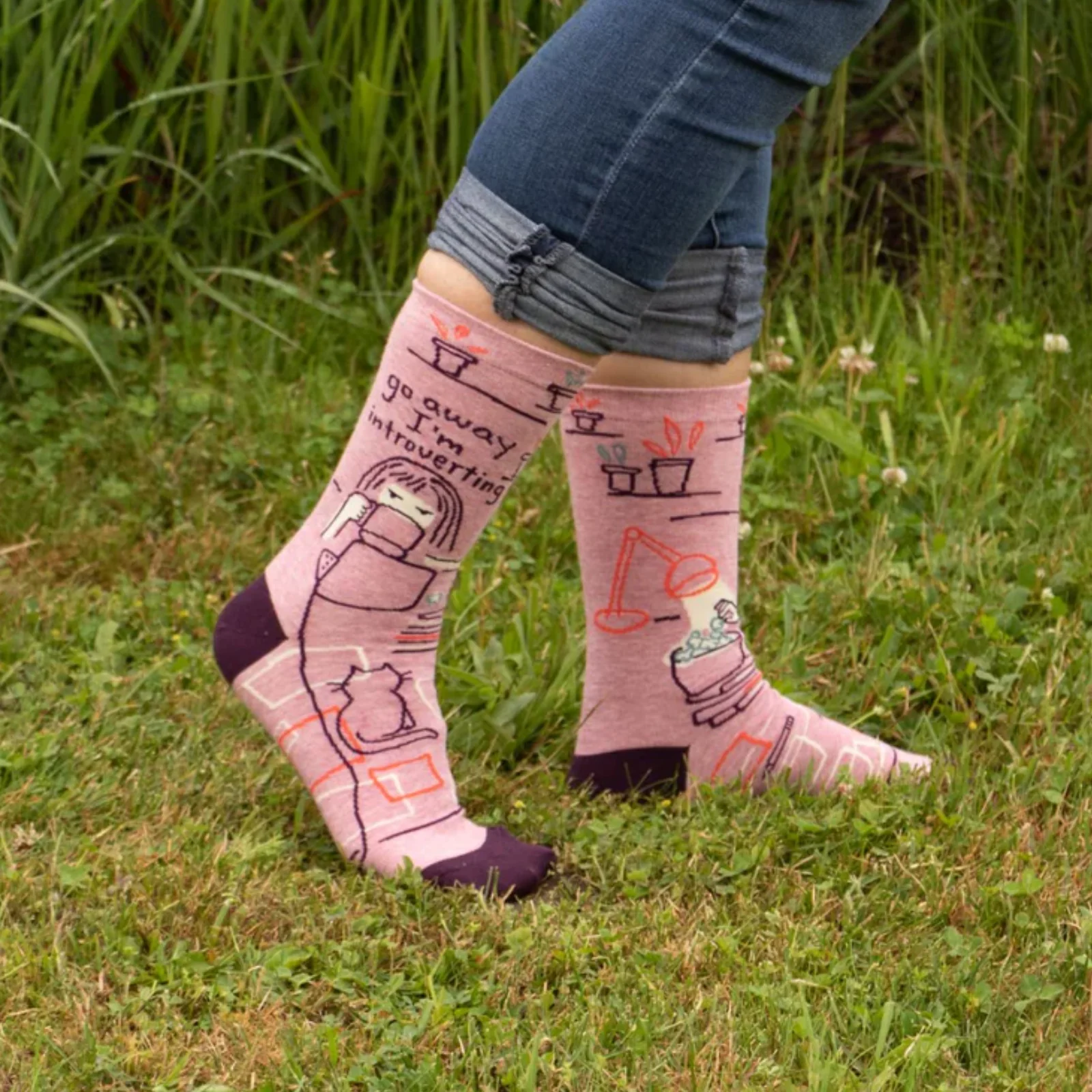 Blue Q Women's Crew Sock 'Go Away I'm Introverting' - Image 3