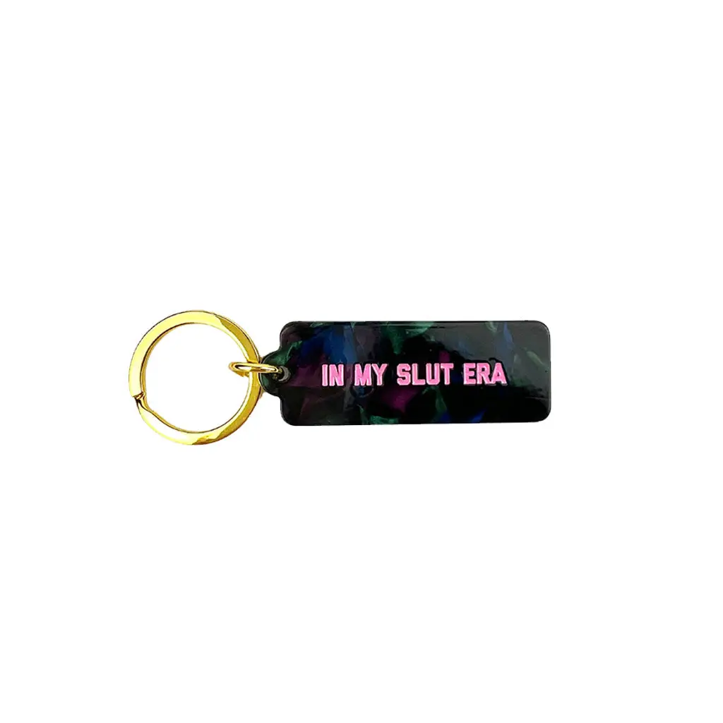 Golden Gems Rectangle Keychain - In My Slut Era