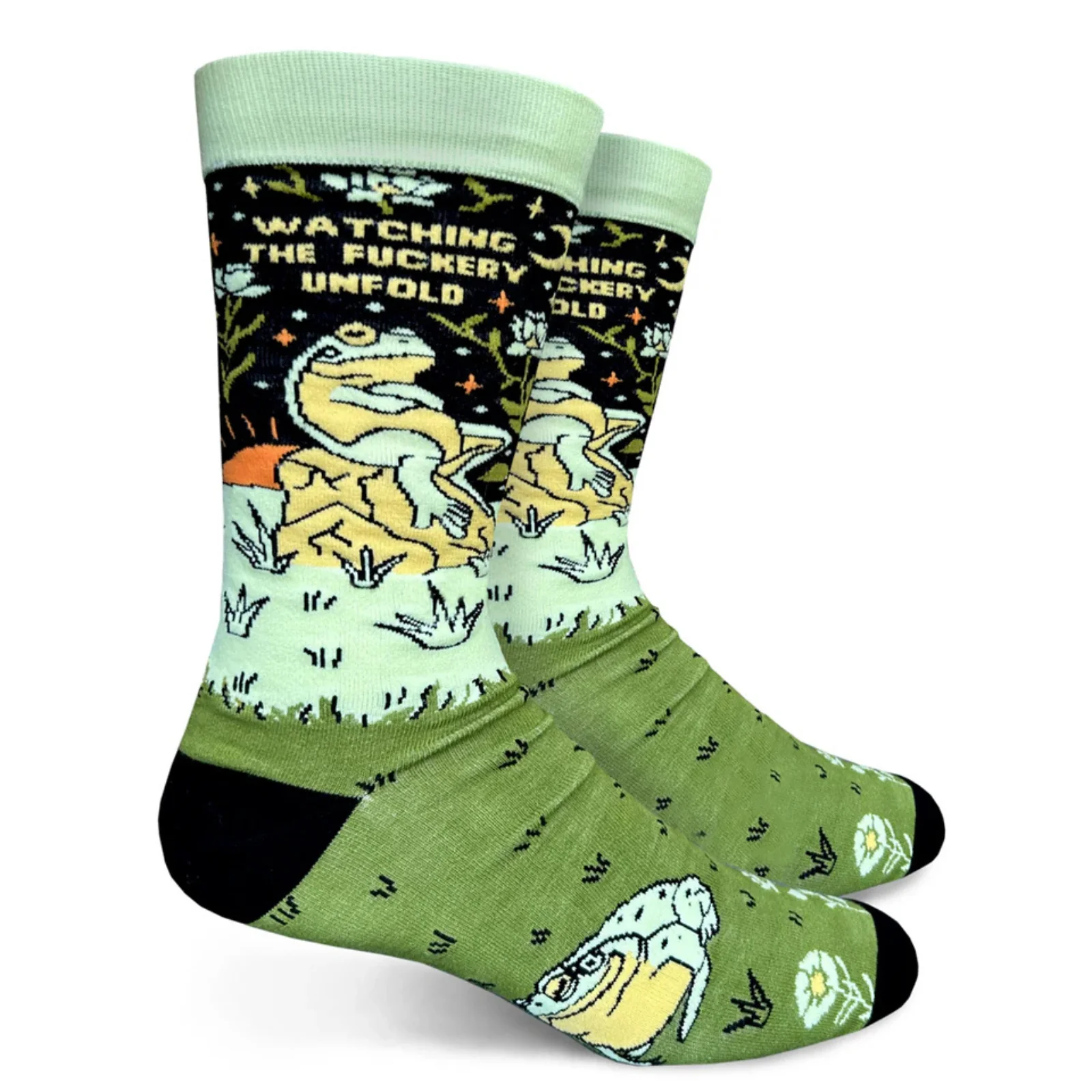 Groovy Things Co. Men's Crew Socks 'Watching the Fuckery Unfold'