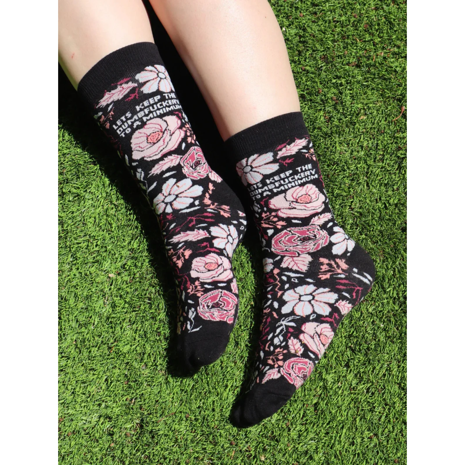 Groovy Things Co. Women's Crew Socks 'Let's Keep the Dumbfuckery to a Minimum' - Image 2