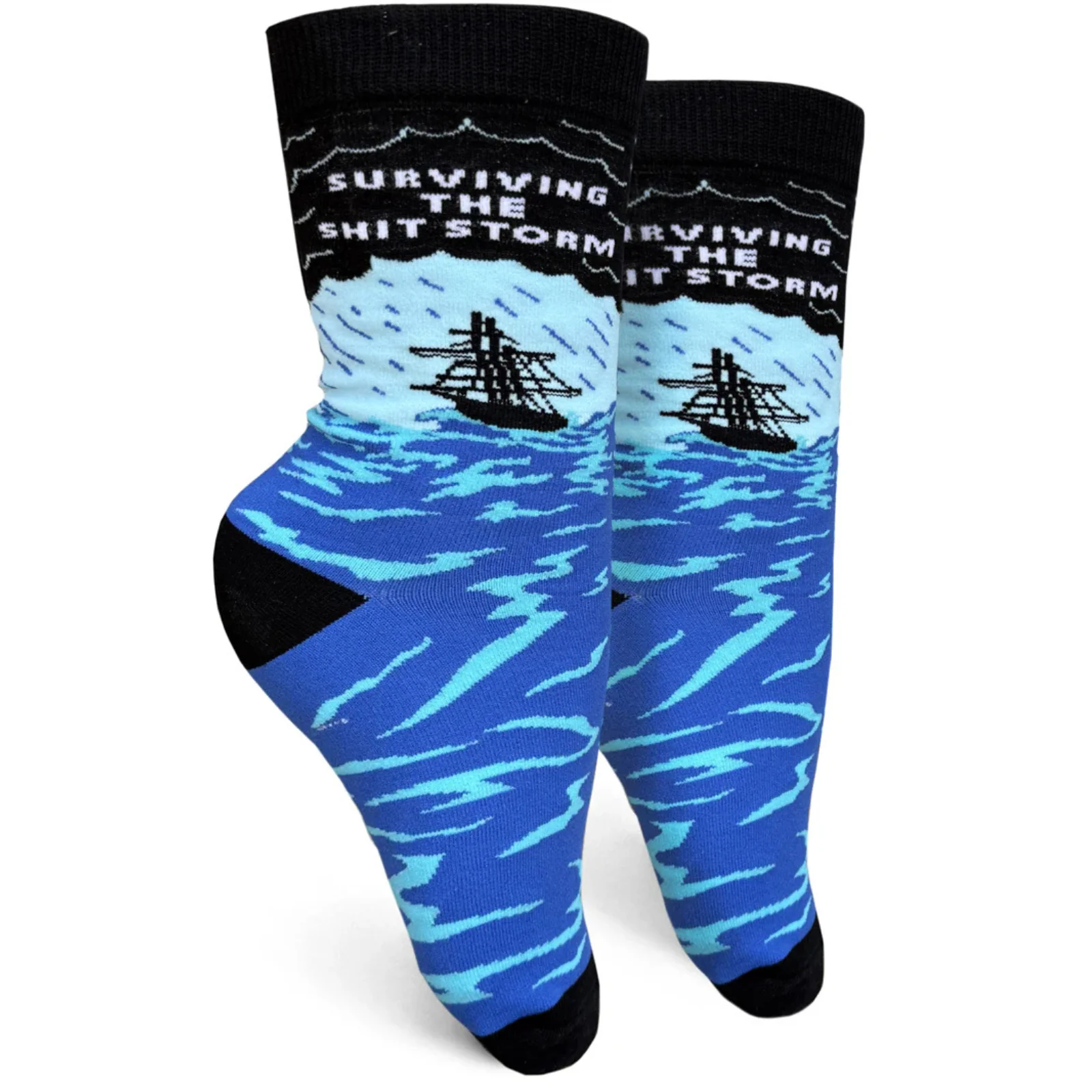 Groovy Things Co. Women's Crew Socks 'Surviving the Shit Storm'