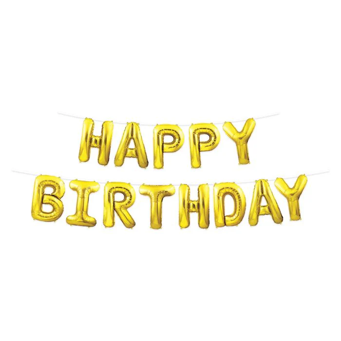 Happy Birthday Balloon Streamer - Gold or Multicolor - Image 2