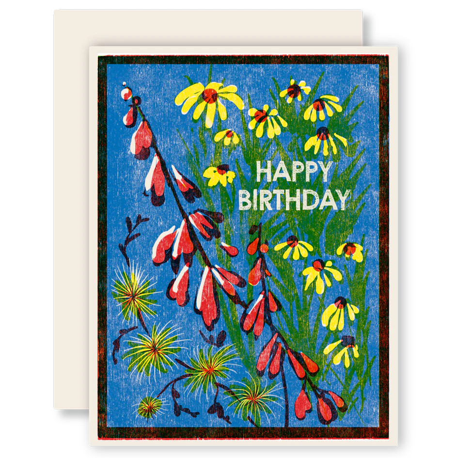 Blue Sky Wildflowers Birthday Card