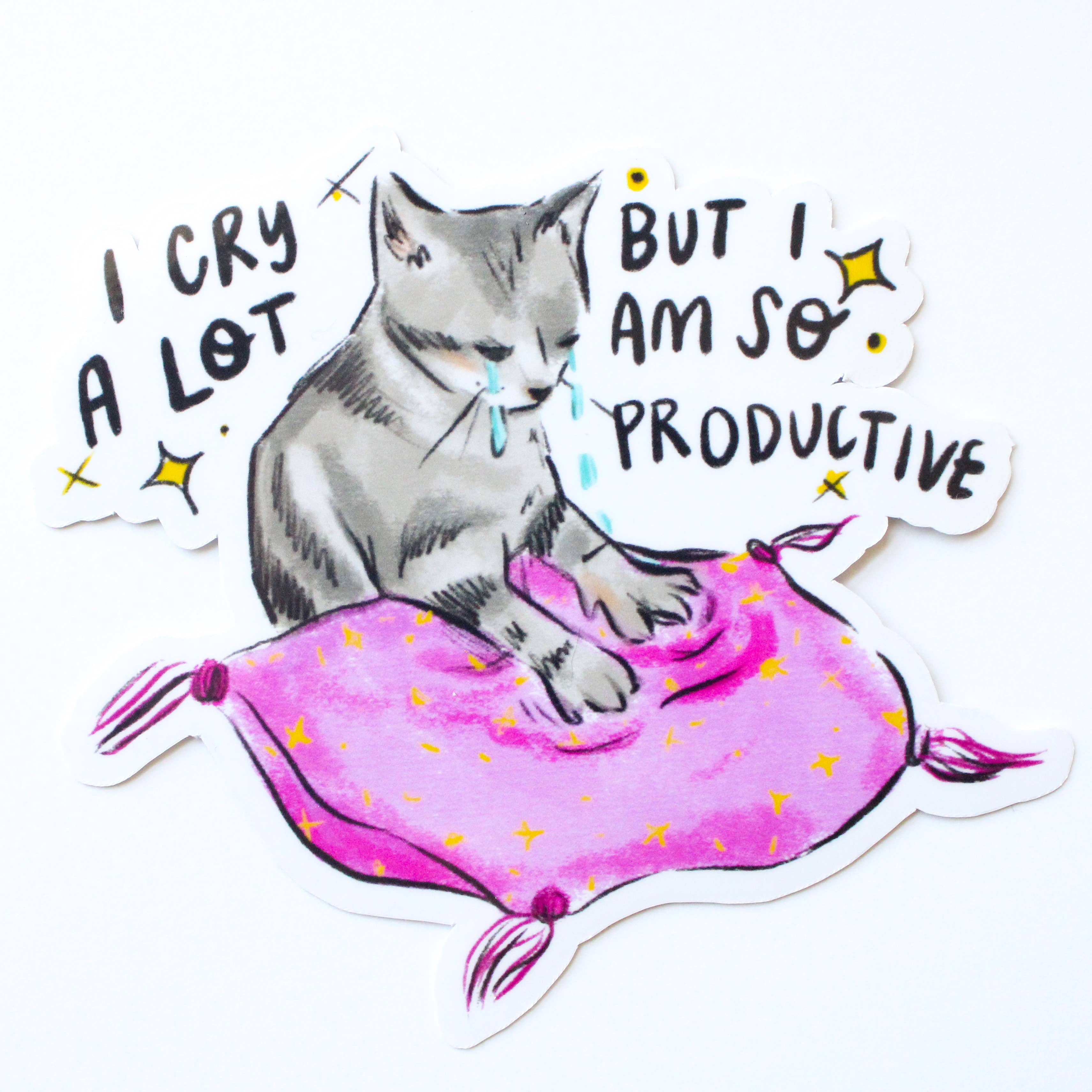 I Cry a Lot Cat - Sticker - Image 2