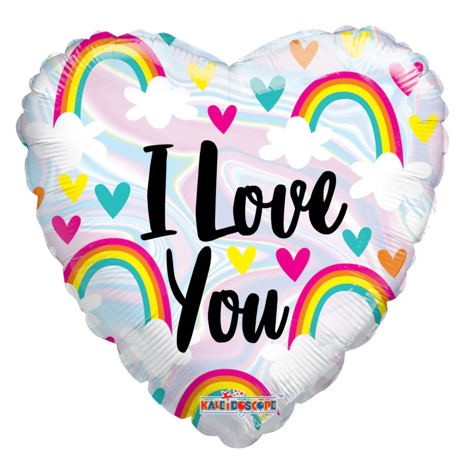 18" I Love You Hearts & Rainbows Balloon