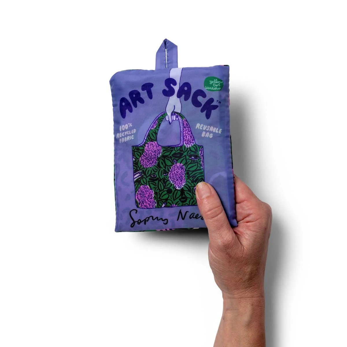 Lilacs Art Sack by Sophy Naess - Reusable Floral Tote - Image 3