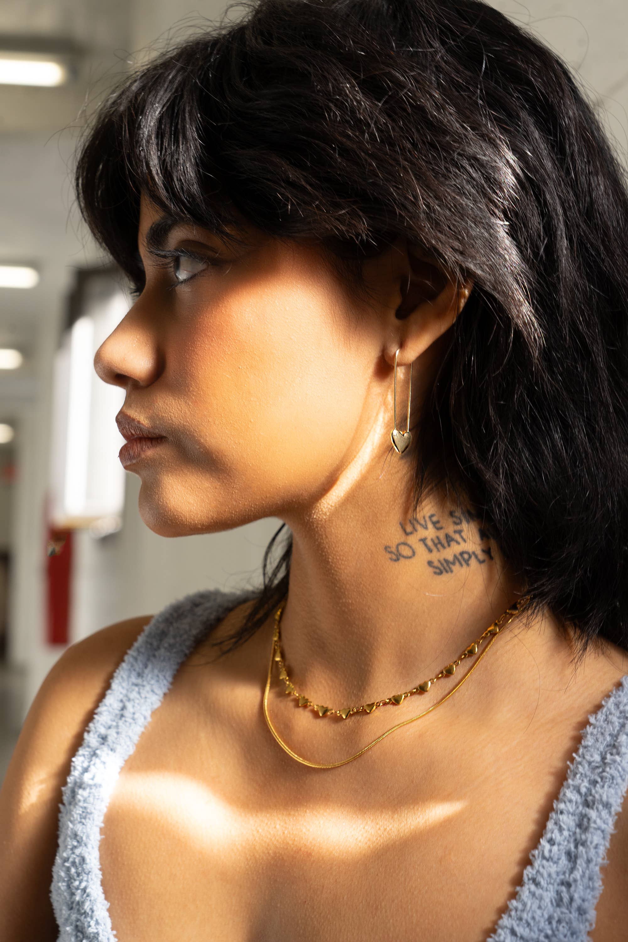 18K Gold Plated Hoops - Lita Safety Pin - Image 2