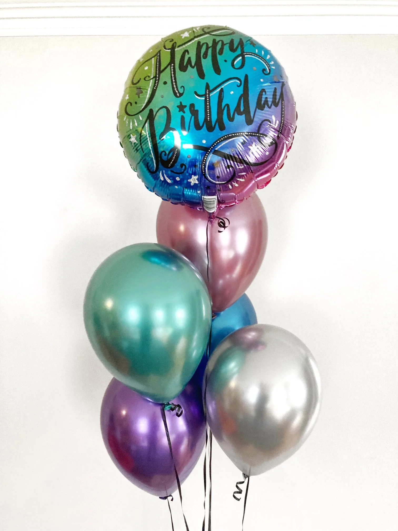 Ombre Chrome Birthday Balloon Bundle