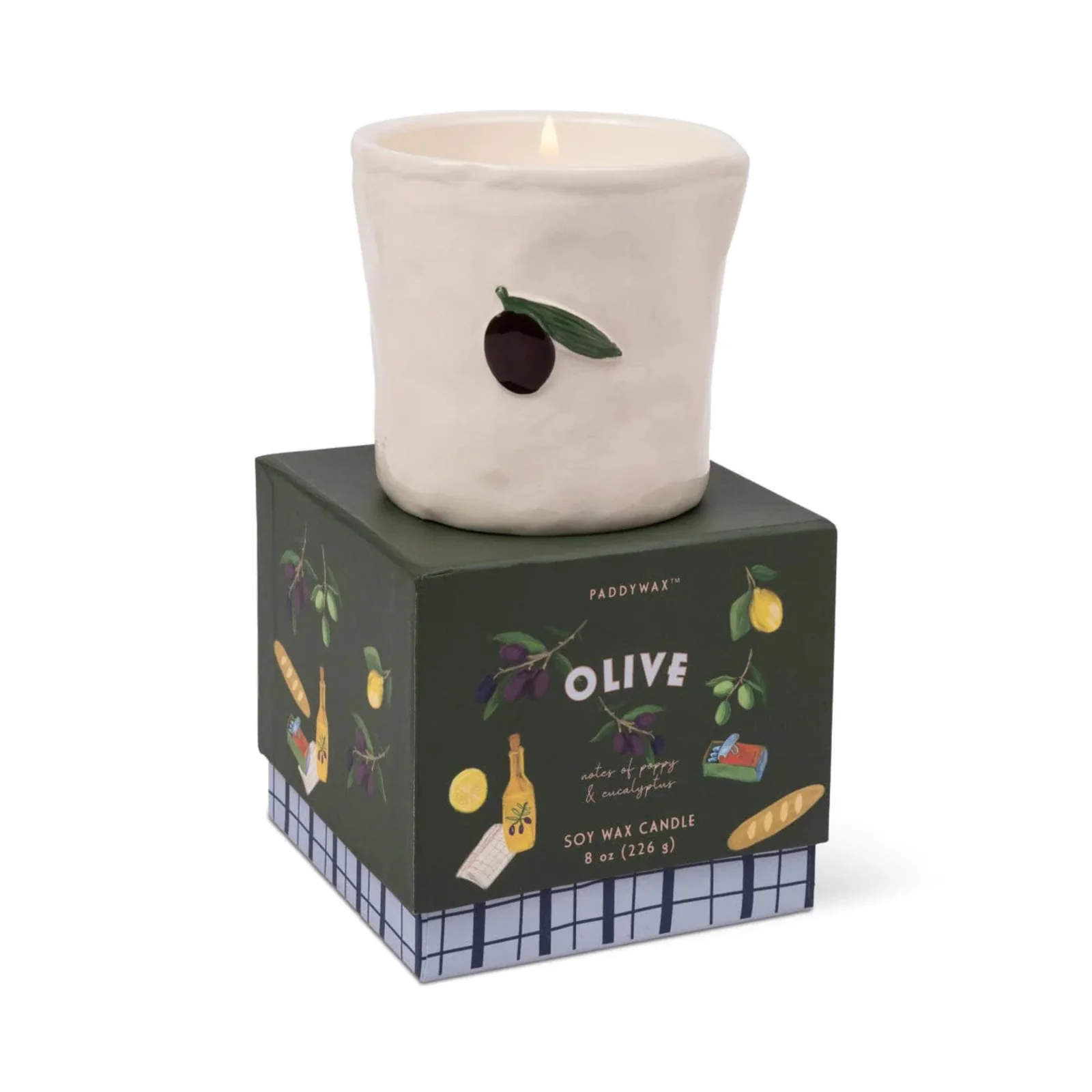 Paddywax Bistro Embossed Ceramic 8.0oz Candle - Fig & Olive