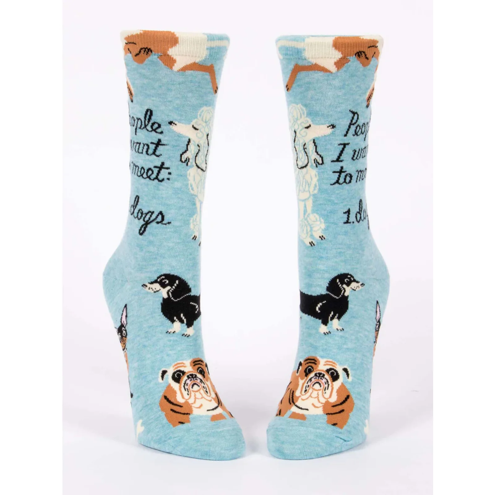 Blue Q Women's Crew Socks 'People I Want To Meet: 1. Dogs' - Image 2