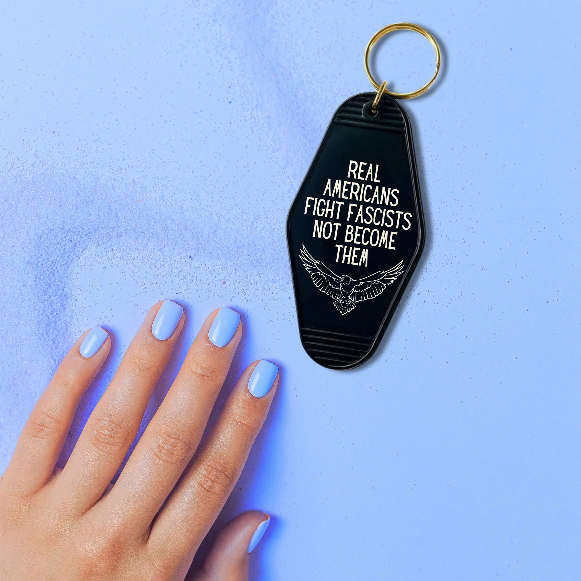 Real Americans Fight Fascists Not Become Them Keychain - Image 2