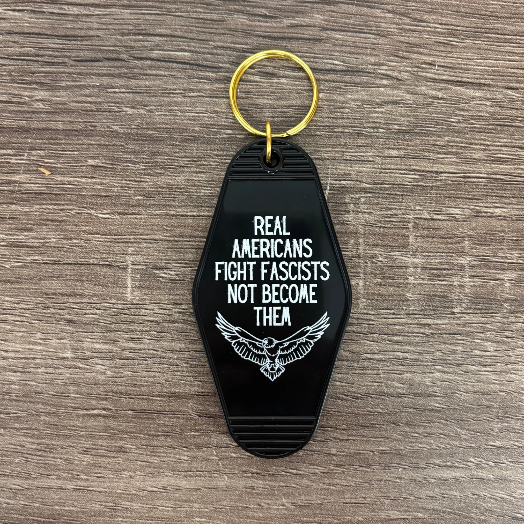 Real Americans Fight Fascists Not Become Them Keychain - Image 5
