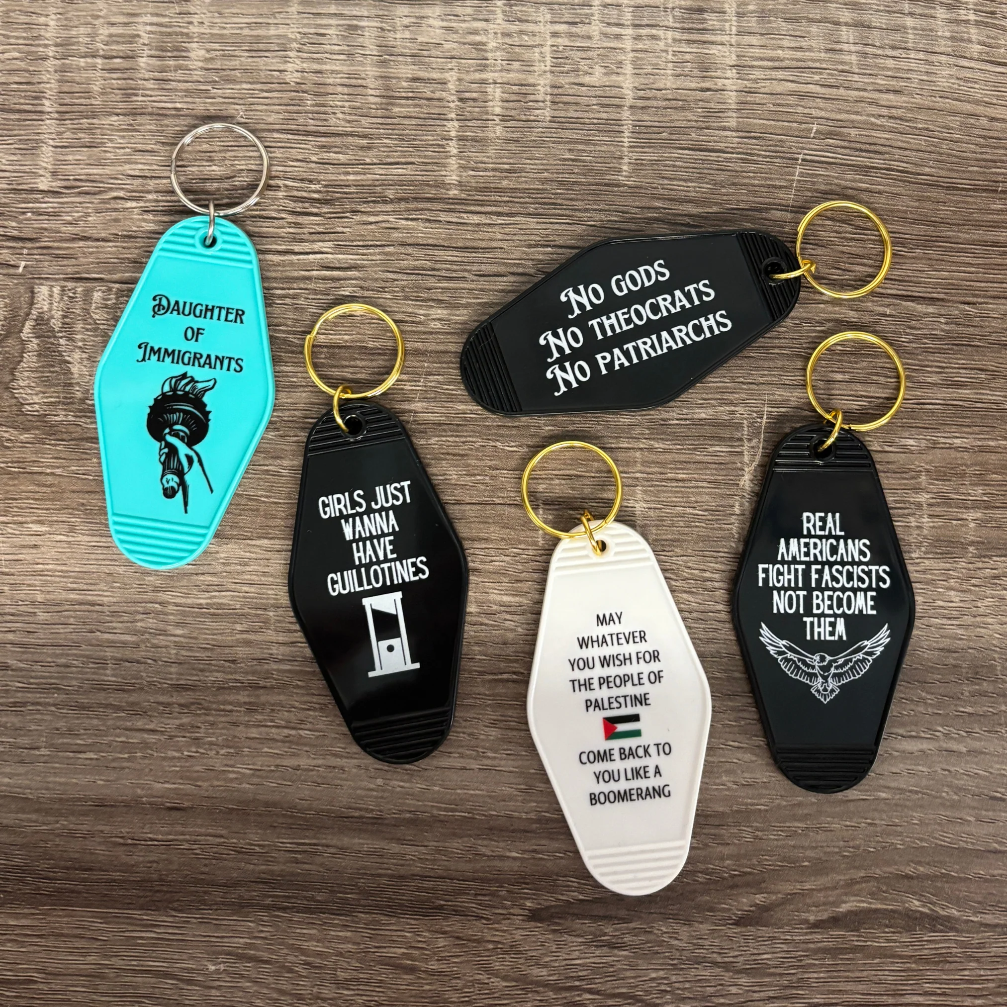 Real Americans Fight Fascists Not Become Them Keychain - Image 7