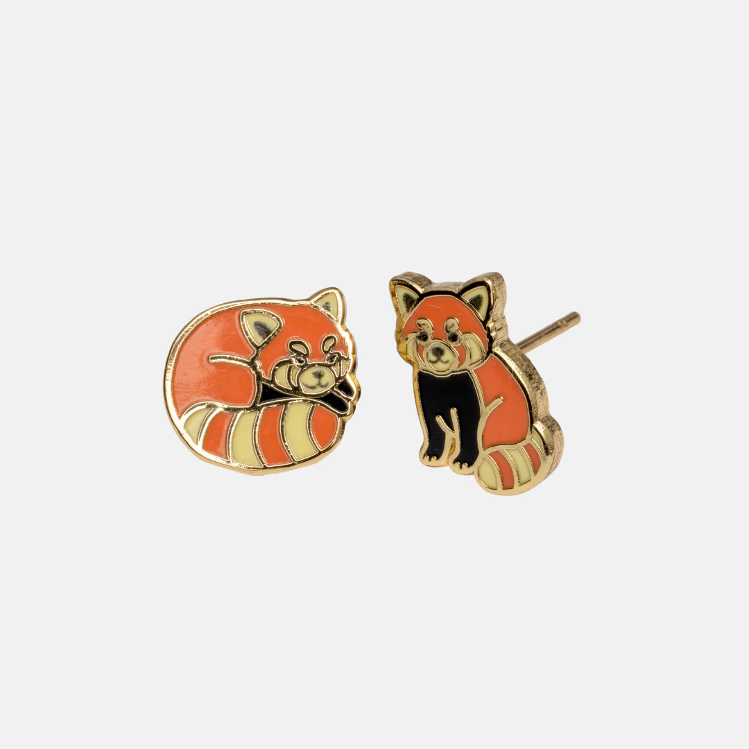 Yellow Owl Curio Earrings - Red Panda