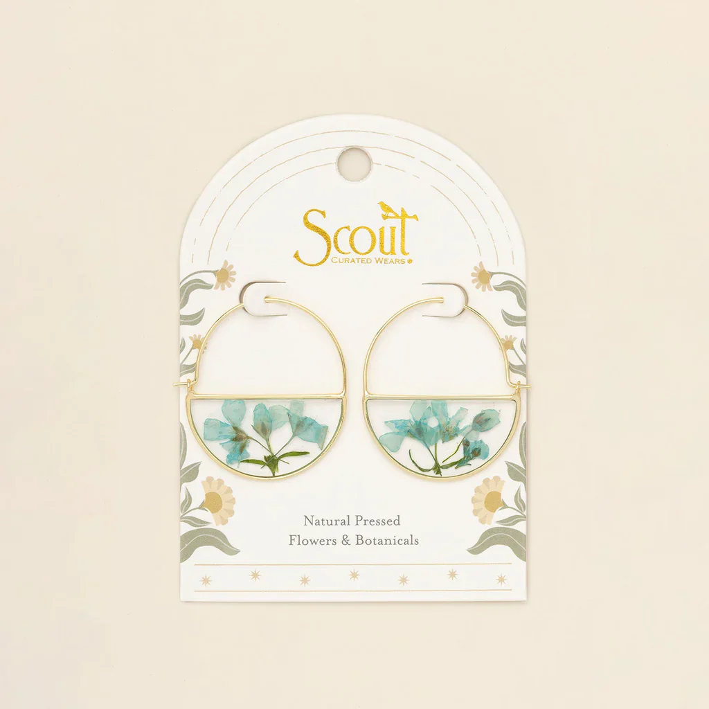 Scout Curated Wears Pressed Flower Hoop Earring - Blue Baby's Breath - Image 2