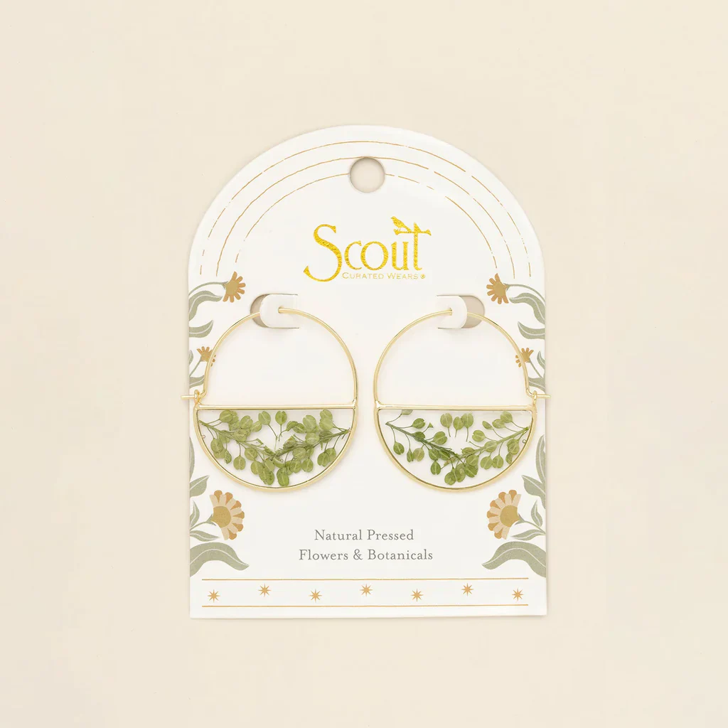 Scout Curated Wears Pressed Flower Hoop Earring - Green Peppergrass - Image 2