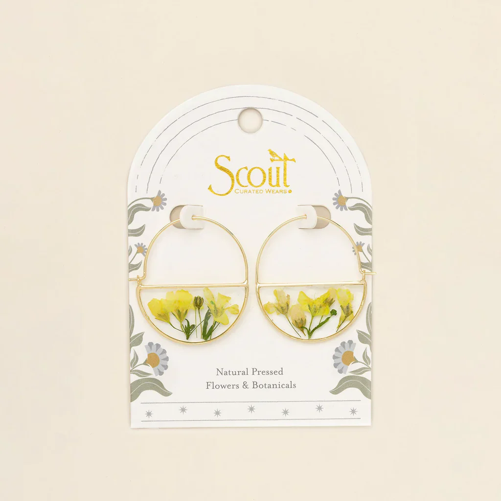 Scout Curated Wears Pressed Flower Hoop Earring - Yellow Baby's Breath - Image 2