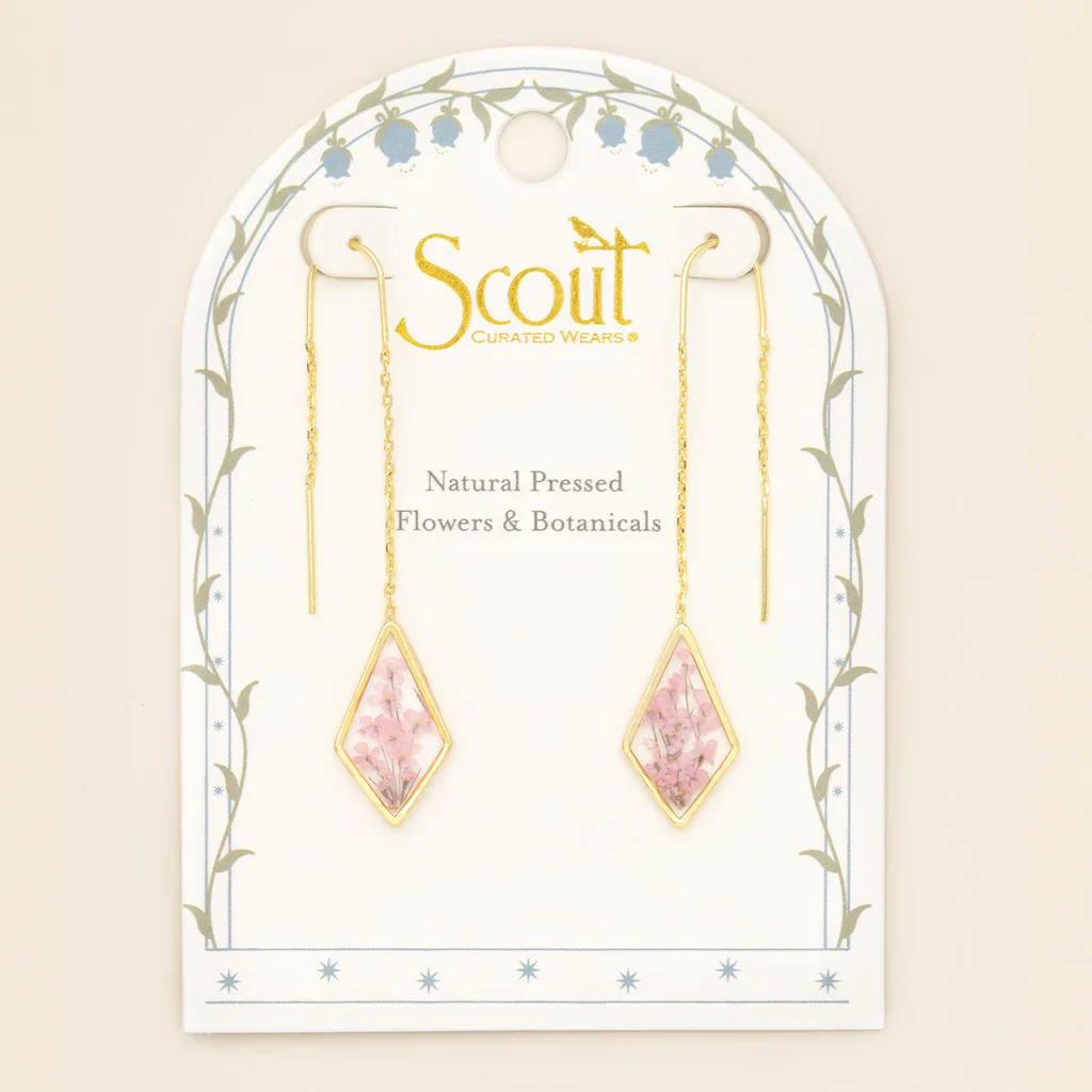 Scout Curated Wears Pressed Flower Thread Earring -  Pink Lace - Image 2