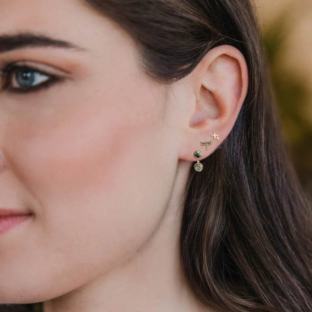 Scout Curated Wears Stud Trio Ear Jacket Set - Dragonfly / African Turquoise / Gold - Image 2