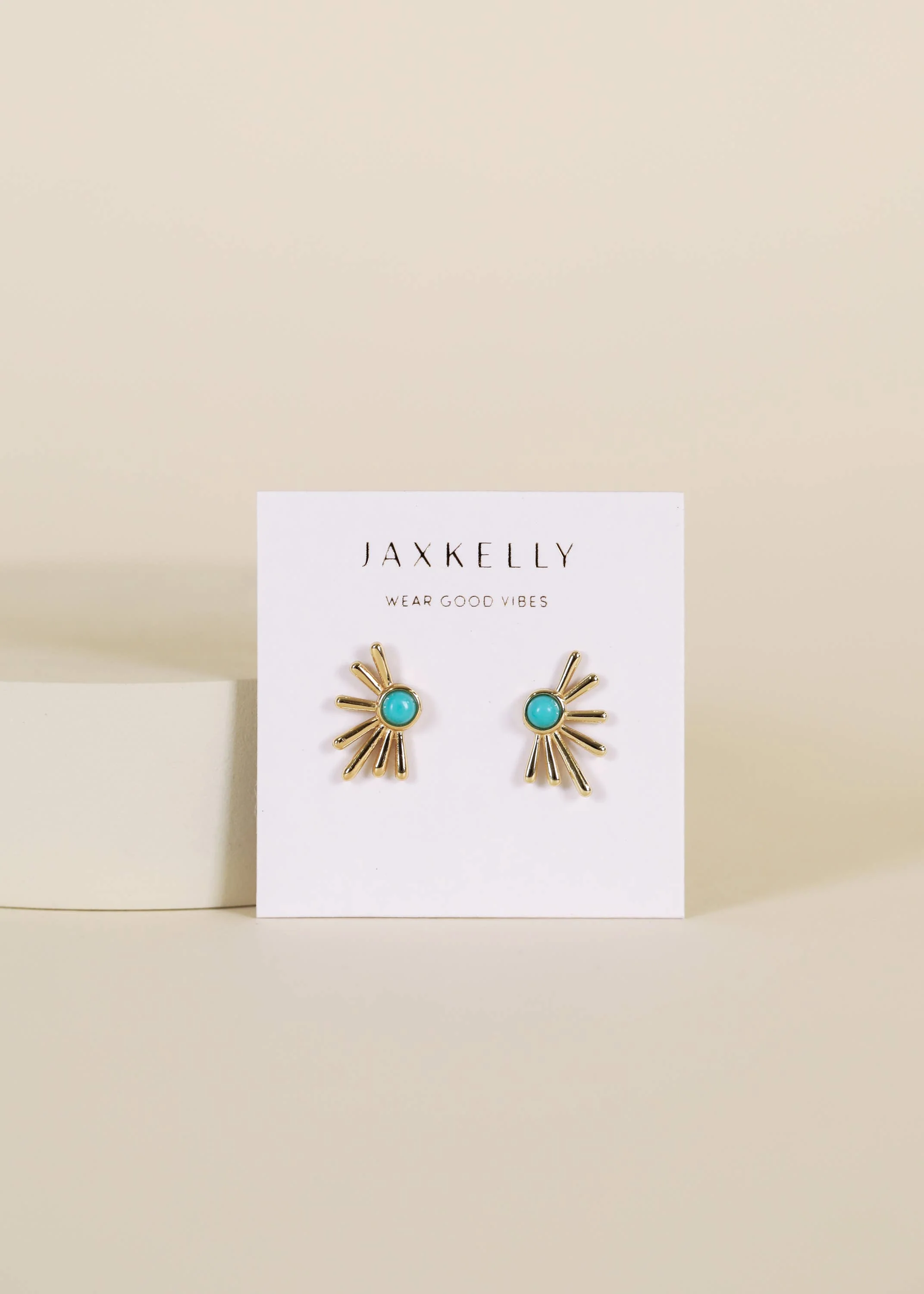 Sun Ray - Turquoise / Gold Earrings - Image 2
