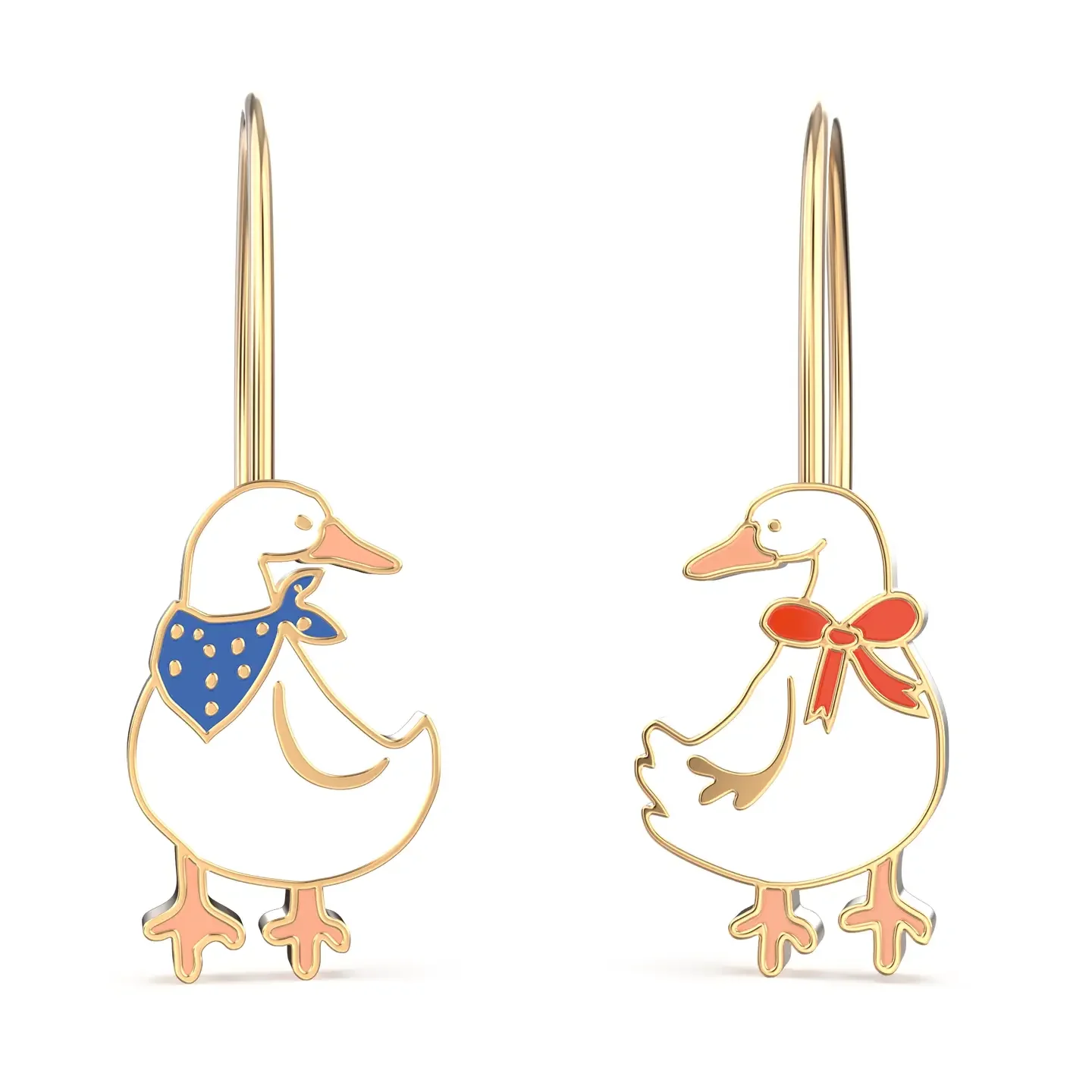 Yellow Owl Vial Earrings Ducks