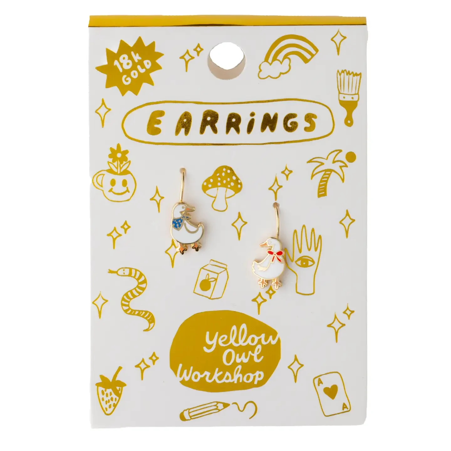 Yellow Owl Vial Earrings Ducks - Image 2