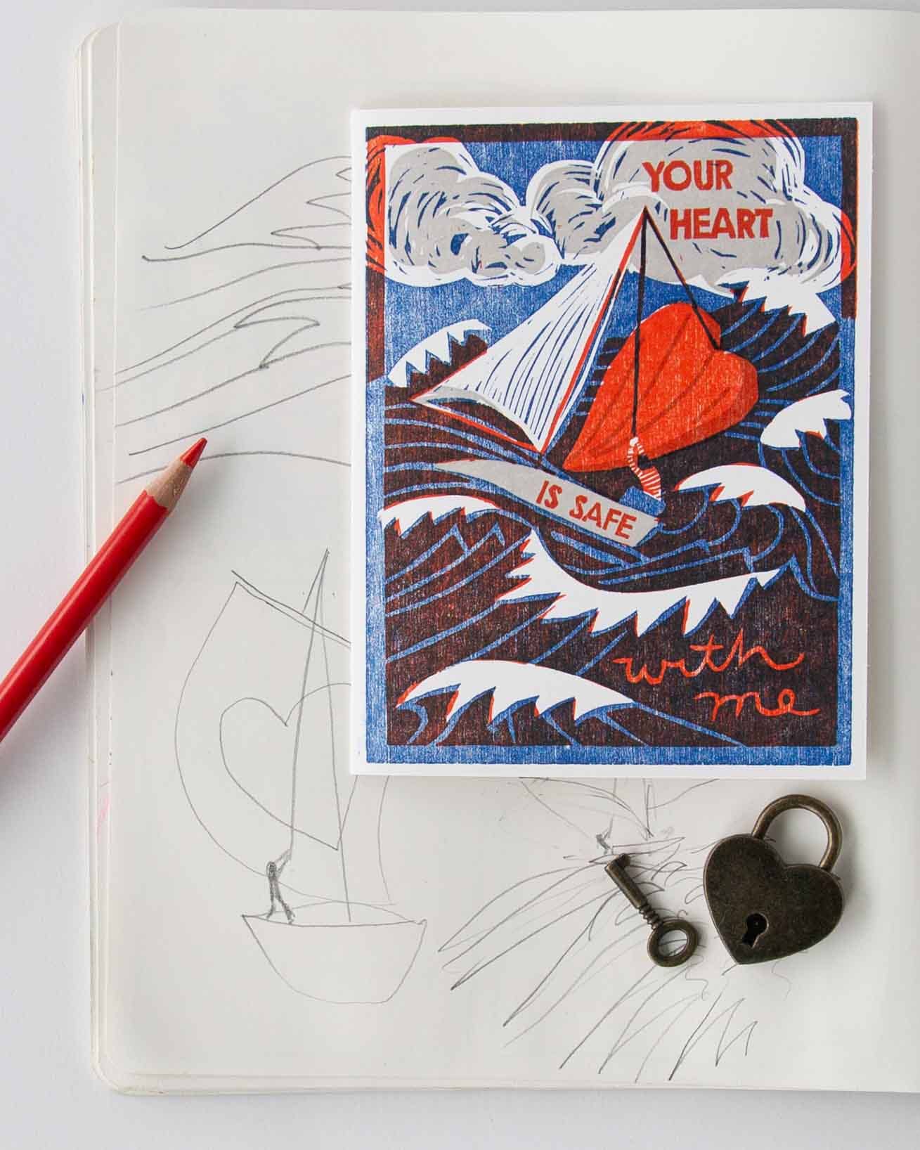 Your Heart is Safe With Me Letterpress Encouragement Card - Image 3